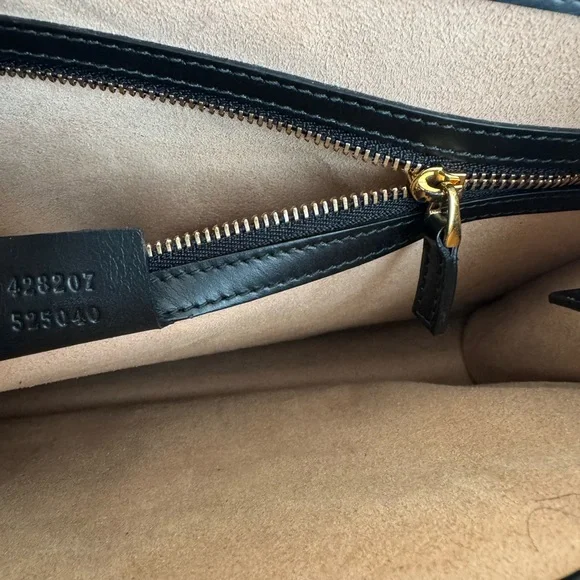 Gucci Black Embossed Leather Satchel with Gold Hardware - Picture 14 of 15